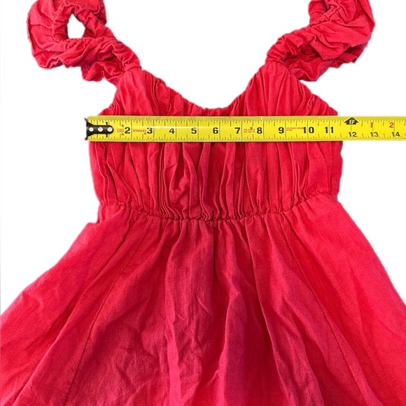 Abercrombie & Fitch Pink Mini Babydoll Ruffle Sleeve Linen Dress - Women’s S - Picture 3 of 16